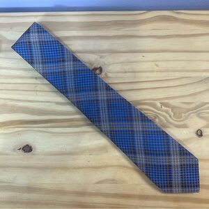 *2/$20*  Tallia Blue and Orange Plaid Silk Tie NWOT